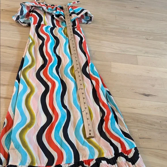 Farm Rio Sleeveless Ruffle Maxi Dress-100% Cotton-Boho-Festival-XS - Picture 5 of 9